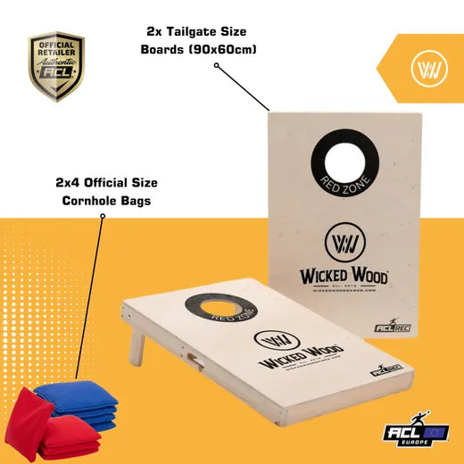 Cornhole Set - 90x60 - Black Red Zone Design Cornhole sets Wicked Wood Games