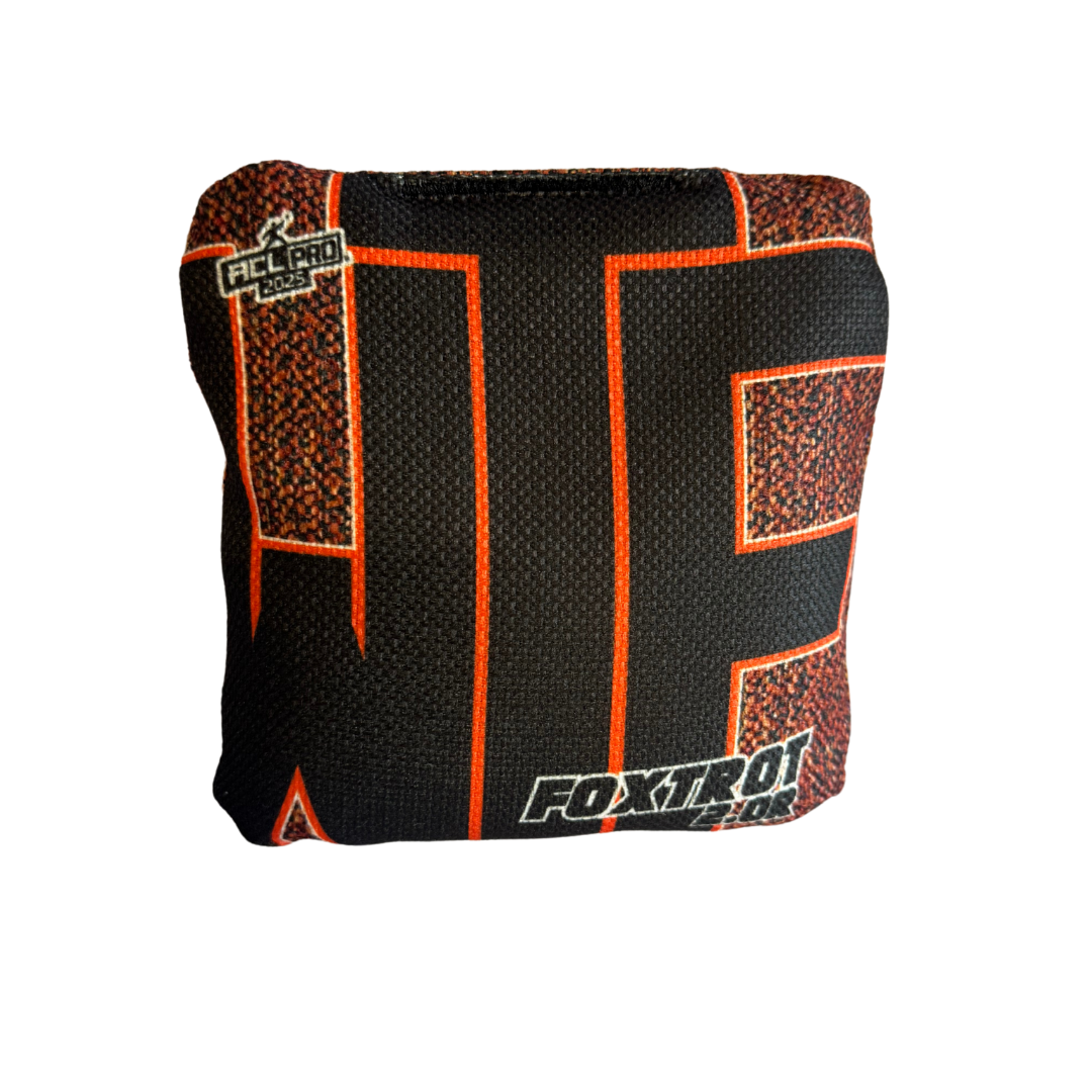 WTF - Foxtrot - ACL Pro Bags - 2025 Cornhole Bags Wicked Wood Games Orange-Black 2.0R