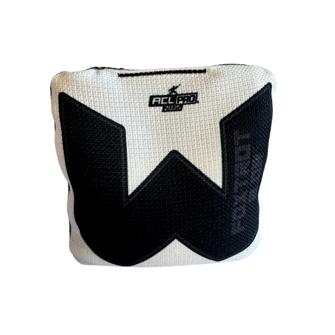WTF - Foxtrot - ACL Pro Bags - 2025 Cornhole Bags Wicked Wood Games White-Black 2.0R