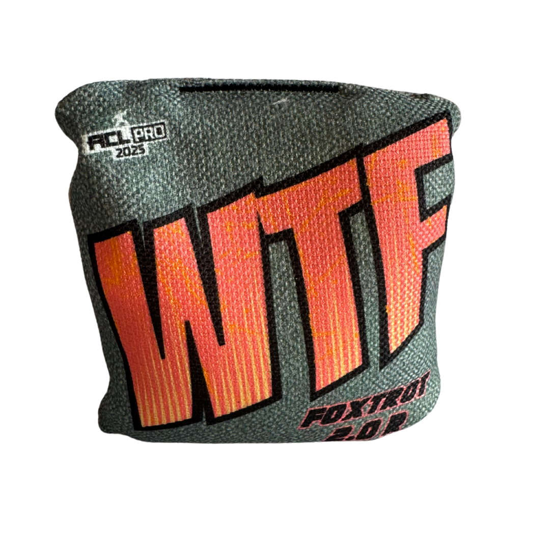 WTF - Foxtrot - ACL Pro Bags - 2025 Cornhole Bags Wicked Wood Games Orange-Grey 2.0R