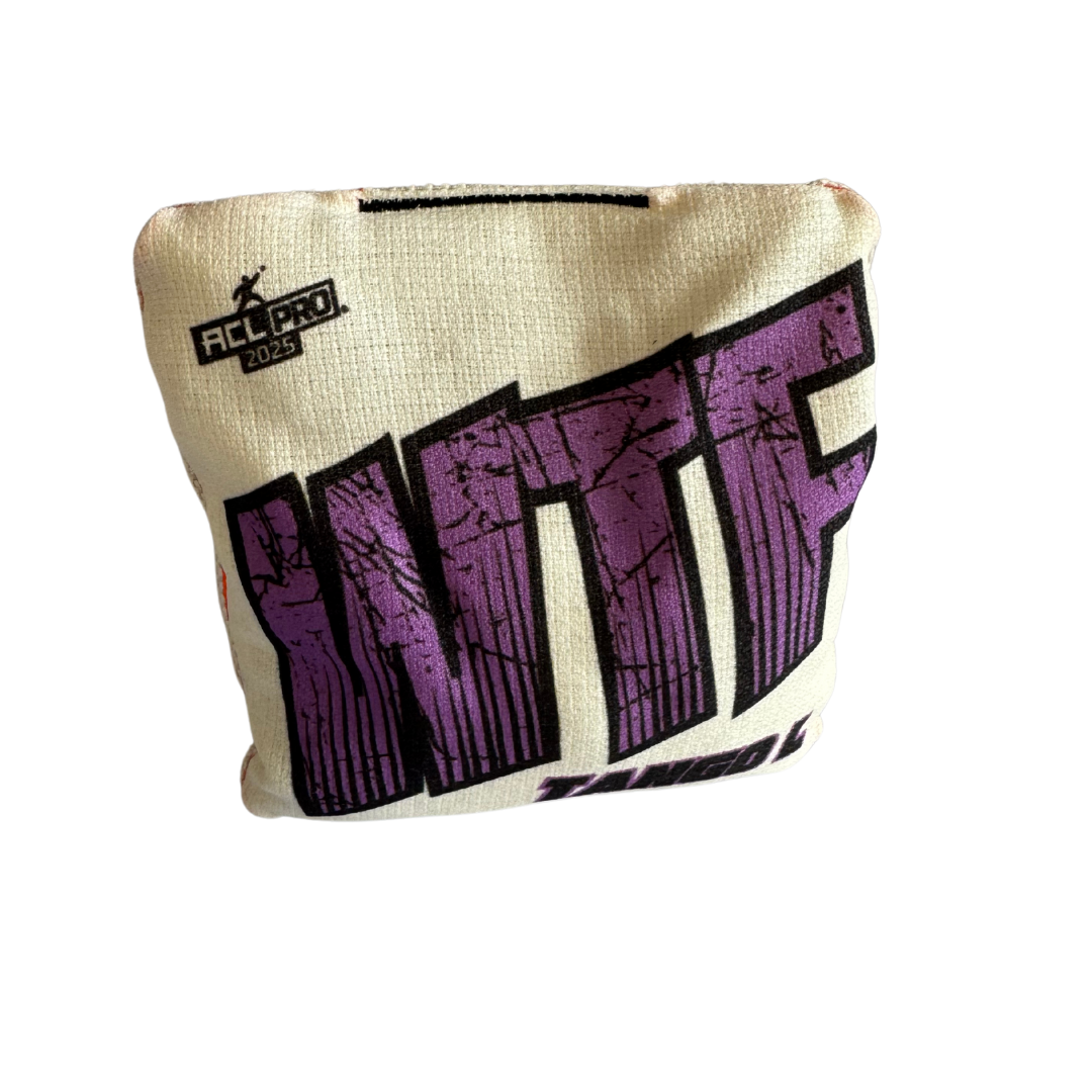 WTF - Tango - ACL Pro Bags - 2025 Cornhole Bags Wicked Wood Games White-Purple-L