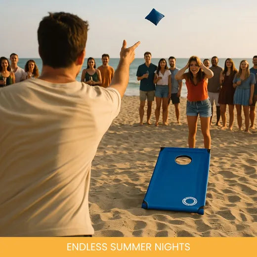 Cornhole Beach Set - 90x60cm - Red Zone - Incl 2x4 Cornhole Zakjes en Draagtas Recreatieve Sets Wicked Wood Games