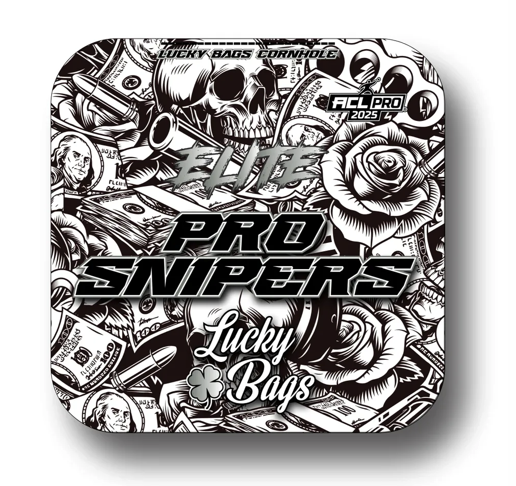 Lucky Bags Pro Sniper Elite 2025 - ACL Pro - 1x4 Cornhole Bags Cornhole Bags Lucky Bags Money Black/White